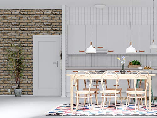Image of DWELLSINDIA Bricks Self Adhesive Peel and Stick PVC Wallpaper Waterproof, Scratch Resistant, Laminated (41CM X 244CM, Brown, Matt)