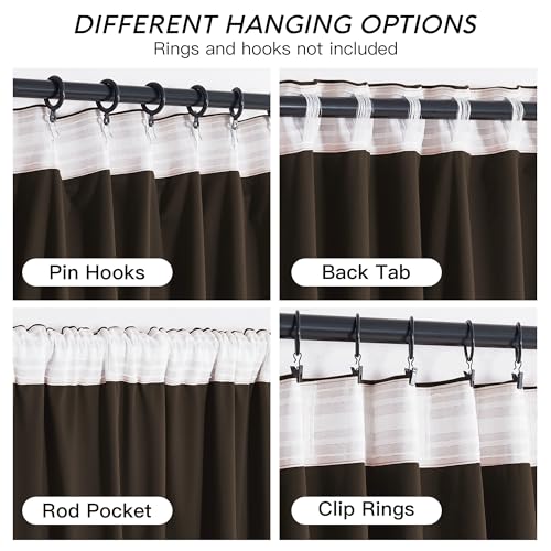 Image of RYB HOME Brown Velvet Blackout Curtains 84 inches Long with Hook Tape | Thermal Insulated, Privacy Protect, Room Darkening, Decorative Drapes, Bedroom Doorway Nursery, W42 x L84, 2 Panels