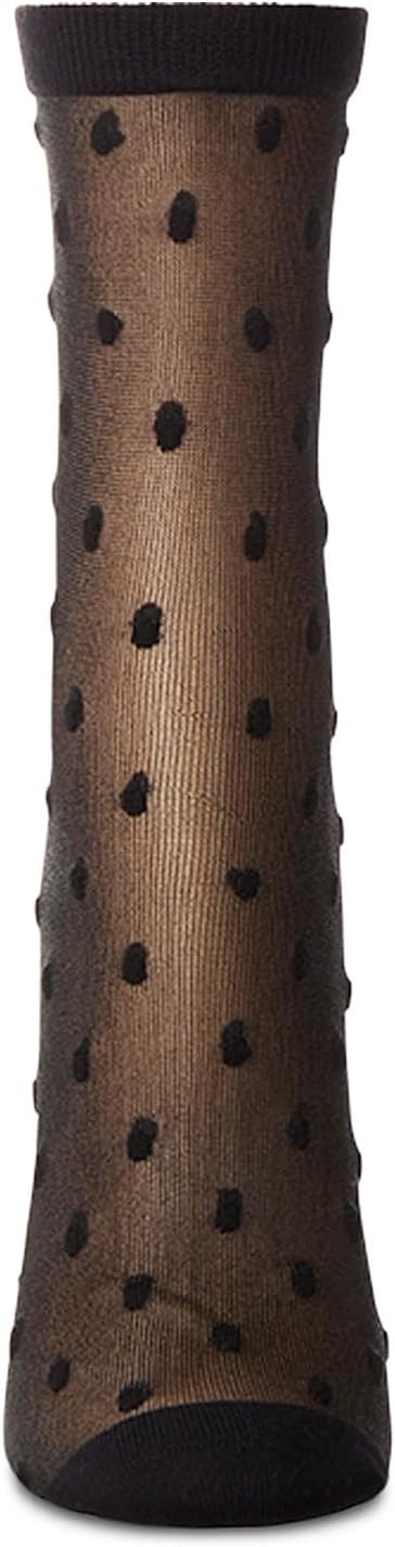 MeMoi Women's Sheer-All-Over Polka Dot Ankle Sock