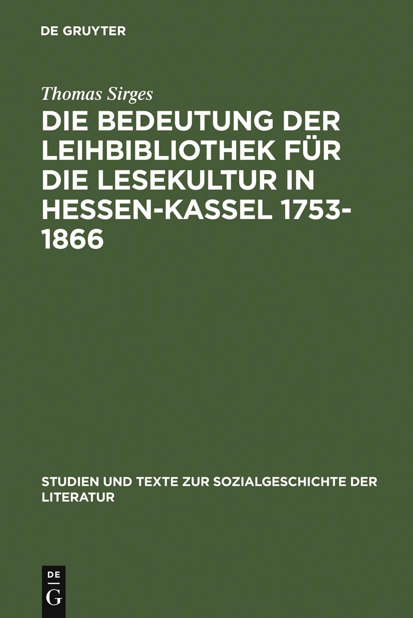 Leihbibliothek Hessen-Kassel livre universitaire de référence en histoire germanique