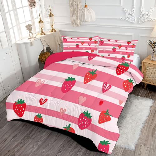 Edredón fresa dibujada a mano para decorar dormitorios infantiles alegres en invierno 3