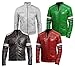 Emporrio ARMANI Hommes, Femmes en Détresse Rétro Style Café Racer Slimfit Vintage Biker Veste en Cuir Rouge-5xl