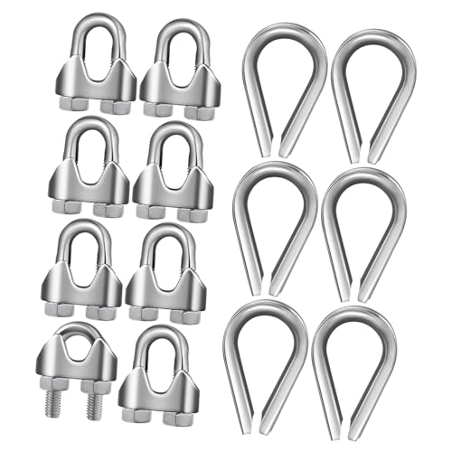 14 Pcs Stainless Steel Chuck Wire Clamp Rope Clamps Wire Rope Cable Clamp Wire Cable Clamp Wire Rope Fasteners Wire Rope Clips Cable Clamps Cable Clamp Grips Cable Clip Clamp JECOMPRIS