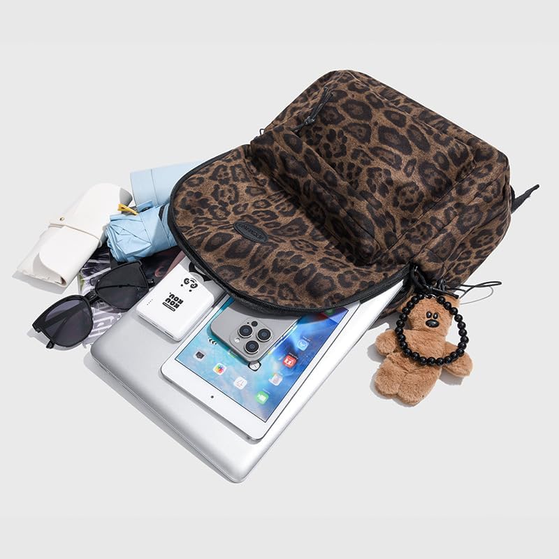 Miniatura 3 de Mochila de guepardo de moda, bolso de hombro con diseño de moda y2k, bolso de coqueta con estampado de leopardo, para mujeres y hombres, Marrón,