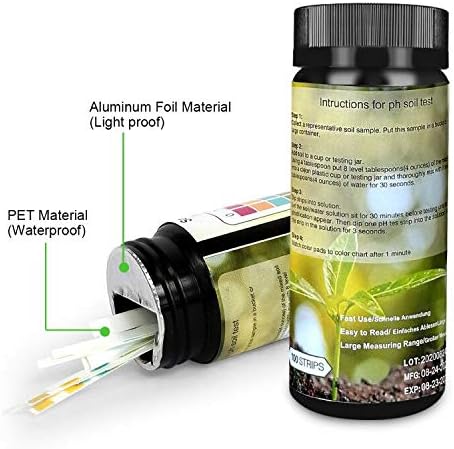 FUNSWTM Soil pH Test Kit, Soil Testing Kit, 100 Tests Soil PH Strips for Testing Soil,Garden Soil and Home, Lawn, Farm, Outdoor and Indoor Plants