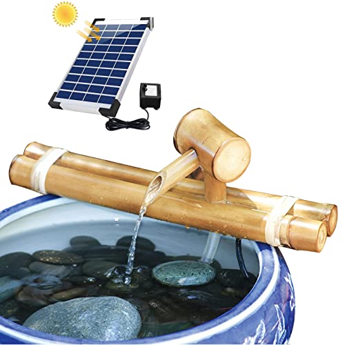 WYBF Wasserspiel Garten,solar gartenbrunnen,Bambus mit Pumpe Gartendekoration brunnen,100CM Cover