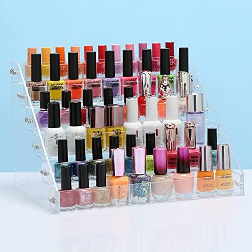 Trintion 6 Tiers Nail Polish Stand 66 Bottle Capacity Acrylic Clear Nail Polish Display Essential Oil Stand Holder Makeup Organizer 12.1x9.76x7.28 Inches