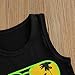 Rtnnsbbfcm Toddler Baby Boy Summer Clothes Sleeveless Letter Print Vest Top Palm Dinosaur Shorts 2Pcs Casual Outfit (Black Yellow, 3-4T)