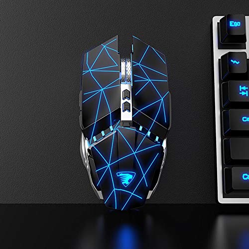 Tenmos T12 Wireless Gaming Mouse Rechargeable, 2.4G Silent Optical Wireless Computer Mice With Changeable Led Light Compatible With Laptop Pc, 7 Buttons, 3 Adjustable Dpi (Starry Black) #TOP2