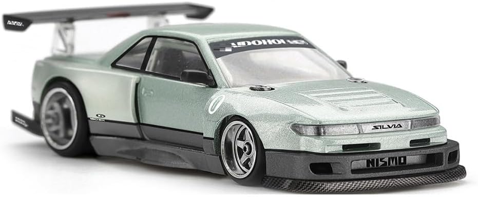 1:64 Scale Diecast Model Car Compatible with Nissan Silvia S13-R KAIDO Works V1 Sea Foam Green Limited Edition Kaido House x Mini GT KHMG232