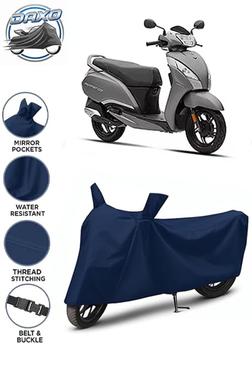 Image of Waterproof Scooty Cover for Tvs Jupiter 125 | All Weather Protection from Rain, Dust, UV Rays & Scratches with Mirror Pockets & Buckle Belt | Jupiter 125 Scooty Cover