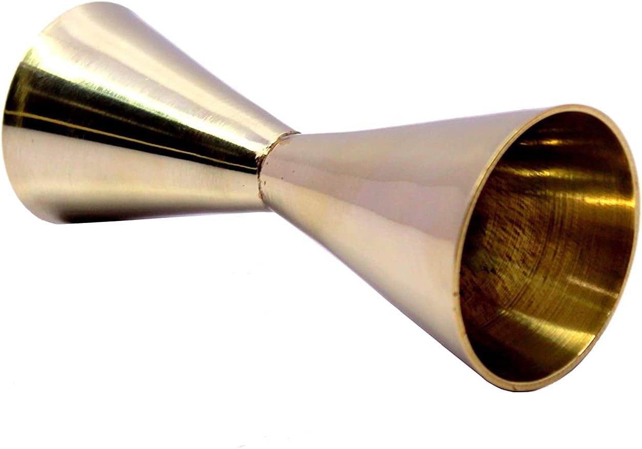 Brass Liquor Peg Measuring Glass Jigger Bar Tool - Double Sided - 30 and 60 ml - Silver