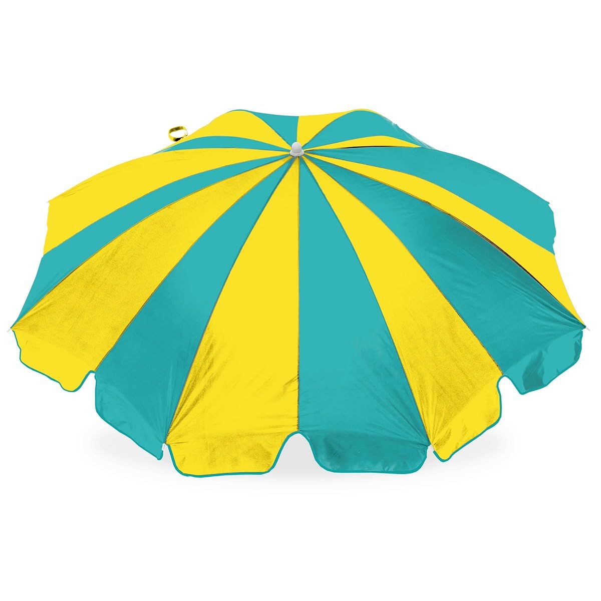Sombrilla de playa festoneada de 200 cm, pequeña sombrilla de jardín exterior con 16 varillas, protección UV UPF50+, sombrilla redonda para piscina, terraza, patio