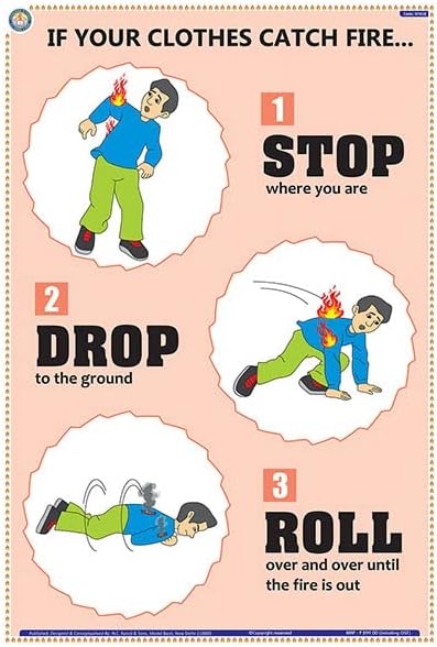 SFI01E | TeachingNest | Stop Drop Roll | English | 33x48 cm | Fire Safety Poster | Industrial Safety Posters | Wall Sticking [Poster] teachingnest; Industrial Safety Posters and Fire Safety Posters Unknown Binding – 1 January 2021