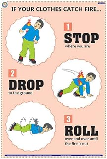 SFI01E | TeachingNest | Stop Drop Roll | English | 33x48 cm | Fire Safety Poster | Industrial Safety Posters | Wall Sticki... Price In India