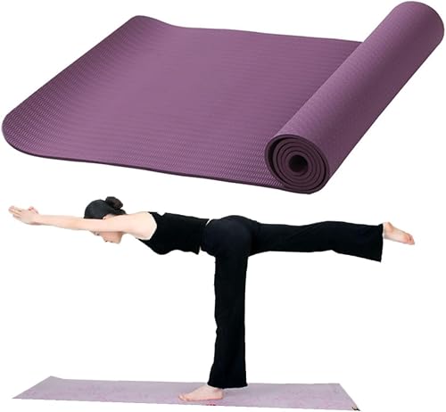 Miniatura 2 de Healifty Tpe Thick Portable Yoga Mat Dark Purple Anti-slip Exercise Mat for Fitness Camping Outdoor Workouts Comfortable Odorless