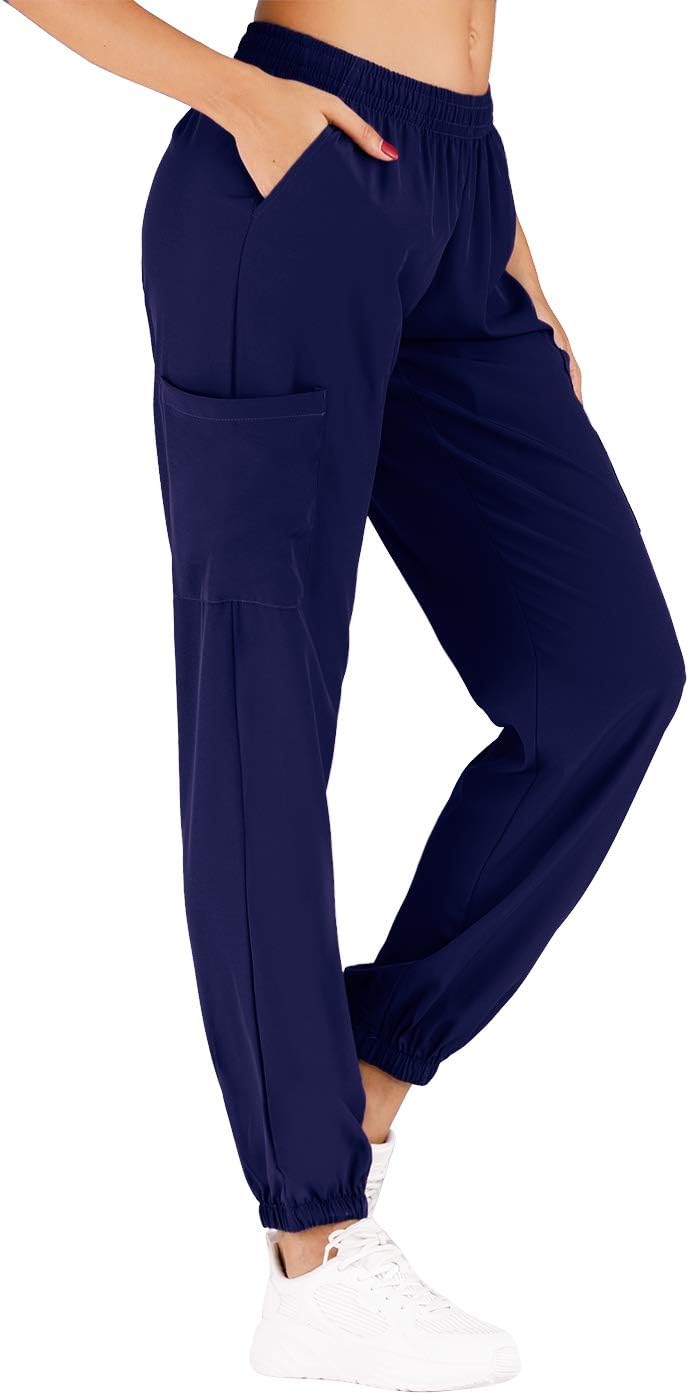 Minty Mint Women's Solid Stretch Medical Uniform Scrub Set V Neck Top Cargo Tapered Jogger Pants Indigo Blue XL - Image 4
