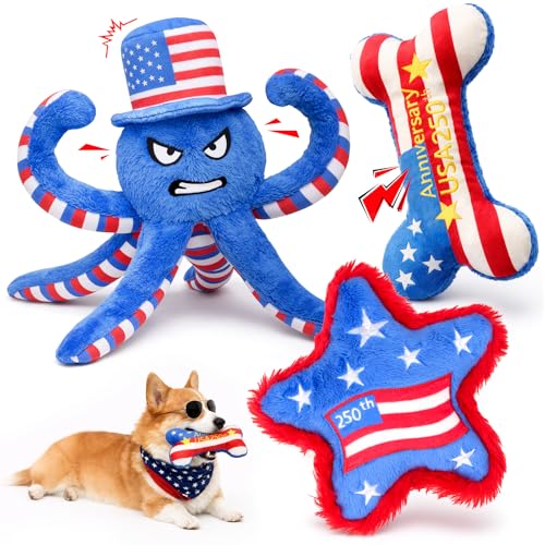 Set de 3 Juguetes de Peluche para Perros Patrióticos