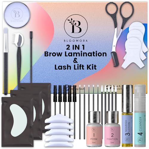 Lash Lift & Eyebrow Lamination Kit 2-in-1 Solution At Home Brow Lamination Beginner/Professional Eyelash Lift Kit Lasts 6-8 Weeks 15 Applications DIY Brow - Lash Perm - BLK3