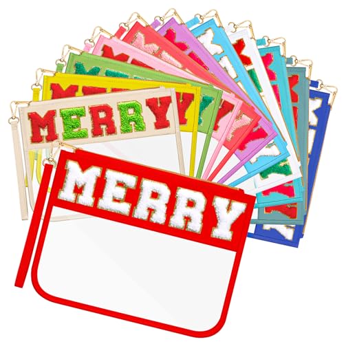 Abbylike 12 Pcs Snack Bags Chenille Letter Merry Zipper Pouch