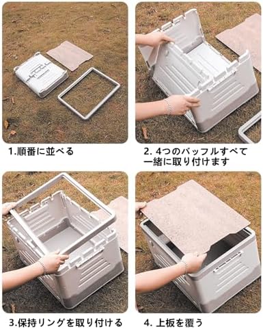 Outdoor Waterproof Storage Deck Box with Lids - Foldable Wooden Top for Picnics, Hiking, & Car Trunks - Large Capacity Outdoor Storage Solution (Apricot Color)