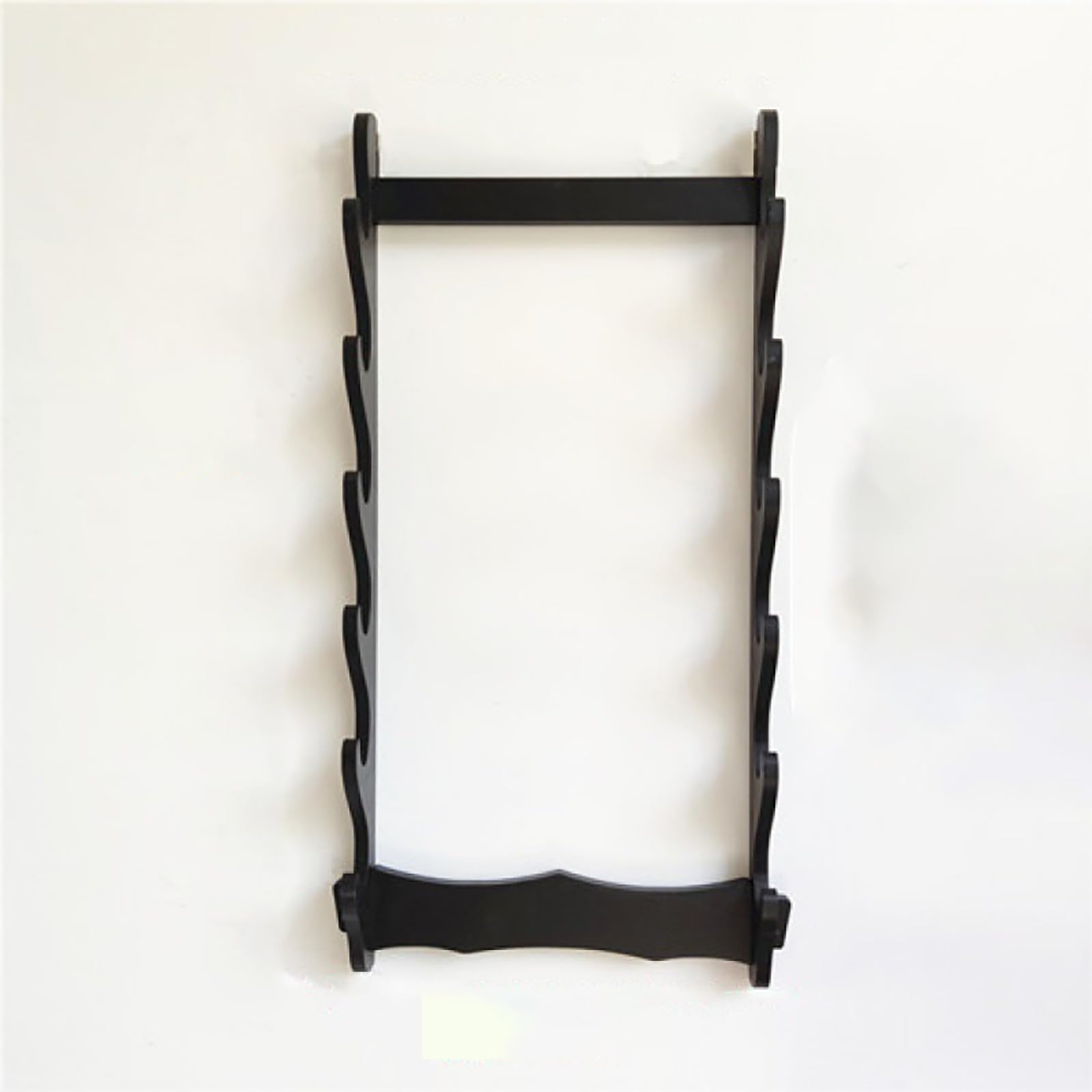 Hjhuua Black Wall Mount Sword Rack, High Density Board Display Hanger Holder,Wall Weapon Rack Flute Rack,For Katana Wakizashi Tanto Support All Swords