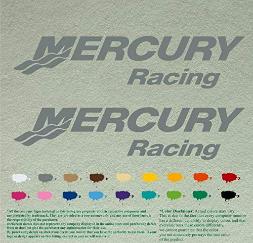 Pair of Mercury Racing Boats Compatible Replacement Decals Vinyl Stickers Boat Outboard Motor Set of 2 (12