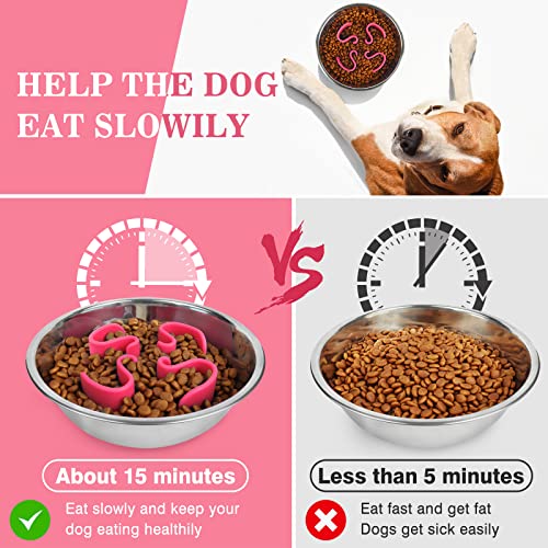 Winsee Slow Feeder Dog Bowls Insert, Soft Silicone Slow Eating Dow Bowl For Small Medium Large Dogs(Pink, S) #TOP1