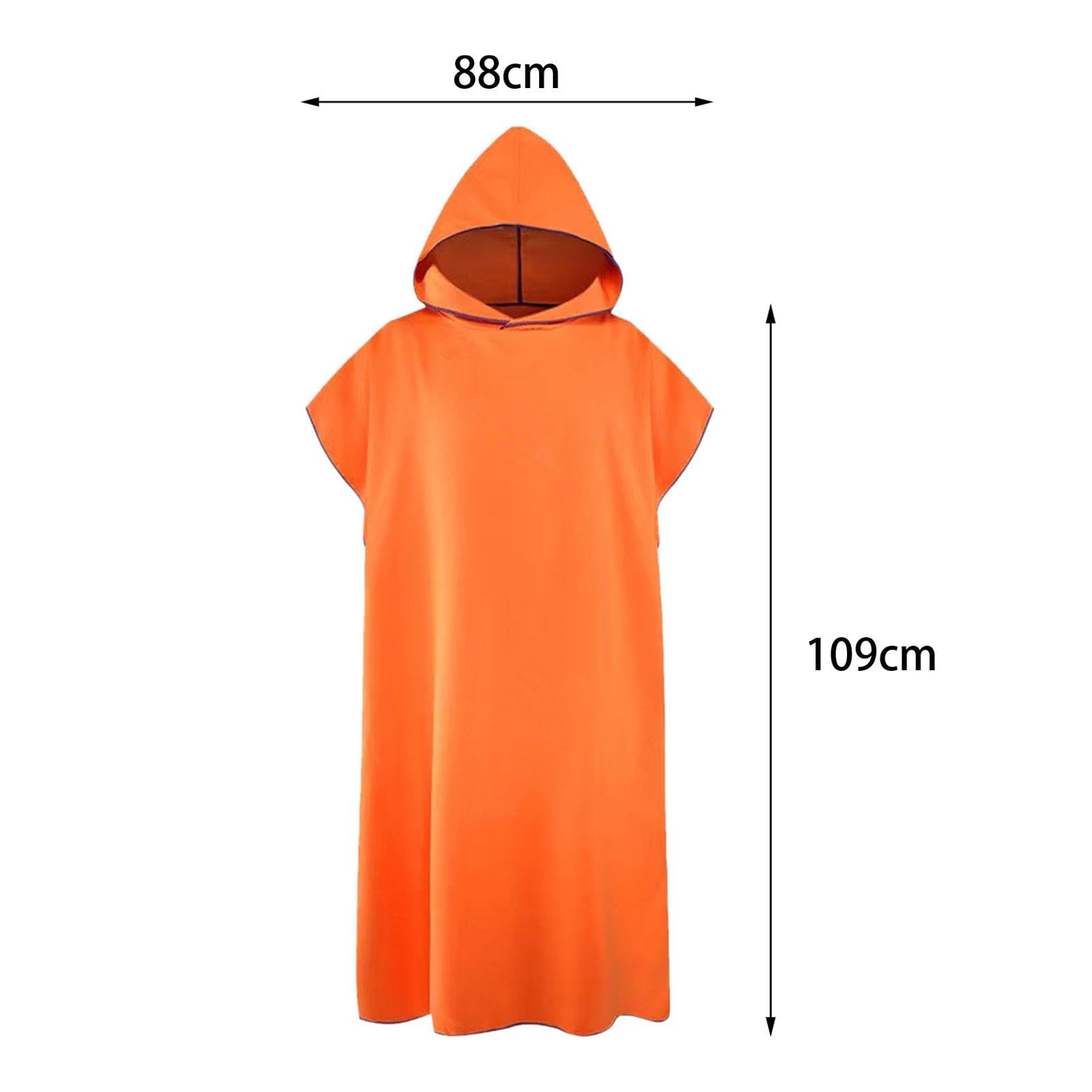 Poncho da Microfibra, da Piscina, da Mare, Asciugamano per Il Cambio Regalo, Accappatoio con Cappuccio per Il Nuoto, Arancione