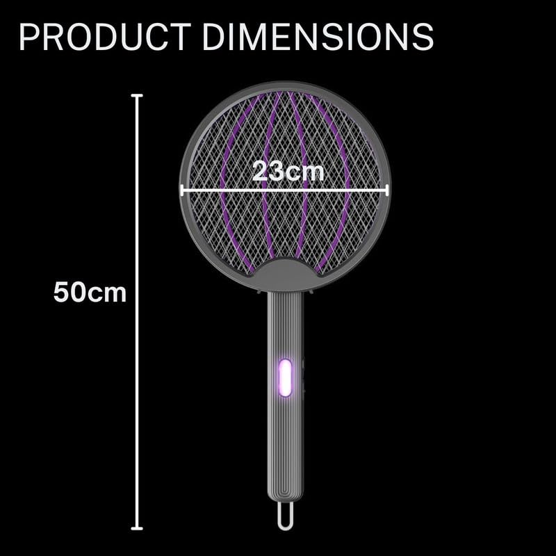 Image of Green River Foldable Swivel Mosquito Racket | 2-in-1 Electric Mosquito Bat with UV Light Lamp | USB Rechargeable Fly Swatter Bug Zapper | Hangable Insect Killer with Long Lasting Battery (Dark Grey)