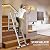13.5FT Aluminum Foldabl Extension Ladder - Heavy-Duty A-Frame Adjustable Design for Home & Work, 330lbs Capacity, Retractable System with Safety Lock