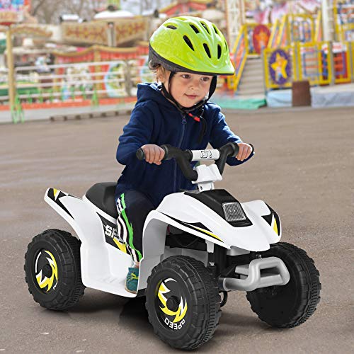 Image of HONEY JOY Ride On ATV, 6V Mini Off-Road Battery Powered Motorized Quad for Kids, Anti-Slip Wheels, RWD 4-Wheeler Electric Ride On Toy Car for Toddlers (White)