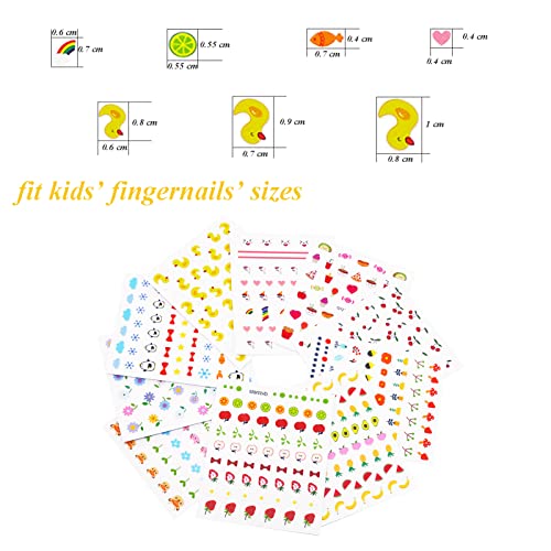 Ihukeit 10 Sheets Cute Nail Stickers For Kids Including Animals Fruits Flowers Food Rainbow Leaves Designs Self Adhesive Nail Decals For Little Girls Women Nail Art Decoration Fun #TOP2