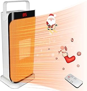 JooMoo Outdoor Patio Heater, 1500W Fast-heating Electric Heater with Remote Control, 120° Oscillation Ceramic Tower Heater Digital Thermostat, Portable Space Heater with Tip-Over/Overheat Protection