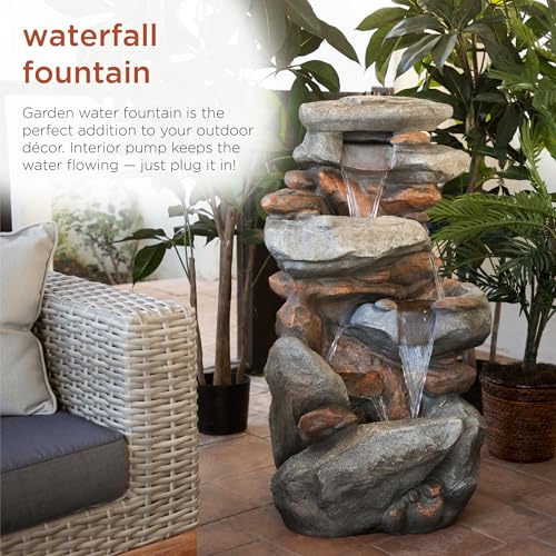 Alpine-Corporation-WIN316-Outdoor-Floor-4-Tiered-Rock-Water-Fountain-for-Garden-Patio-Yard-with-Natural-Stone-Look-LED-Lights-40-H-Light-Gray Alpine Corporation WIN316 Outdoor Floor 4 Tiered Rock Water Fountain for Garden Patio Yard with Natural Stone Look LED Lights 40 H Light Gray