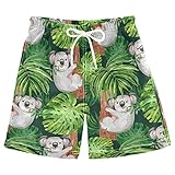 Anantty Jungen Badeshorts Süß Koala Bär Palme Blätter Kinder Badehose Strand Boardshorts Kurze Hose Shorts Strand Shorts Strandkleidung Sports Running Baden Board Kurze Hosen Schwimmhose