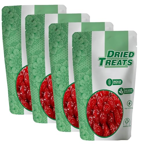 Image of Dried treats Dried Cherries 800 Grams (200 Grams X 4) - Juicy, Sweet and Chewy Snack Rich in Vitamins & Fiber | Loved by Kids, Travellers and Cooking Friendly Moms | Easy to Pack for Lunchboxes, Trips, or Decorating Cakes, Cupcakes, Ice-Cream and More | Ready to Eat Sweet Red Cherry