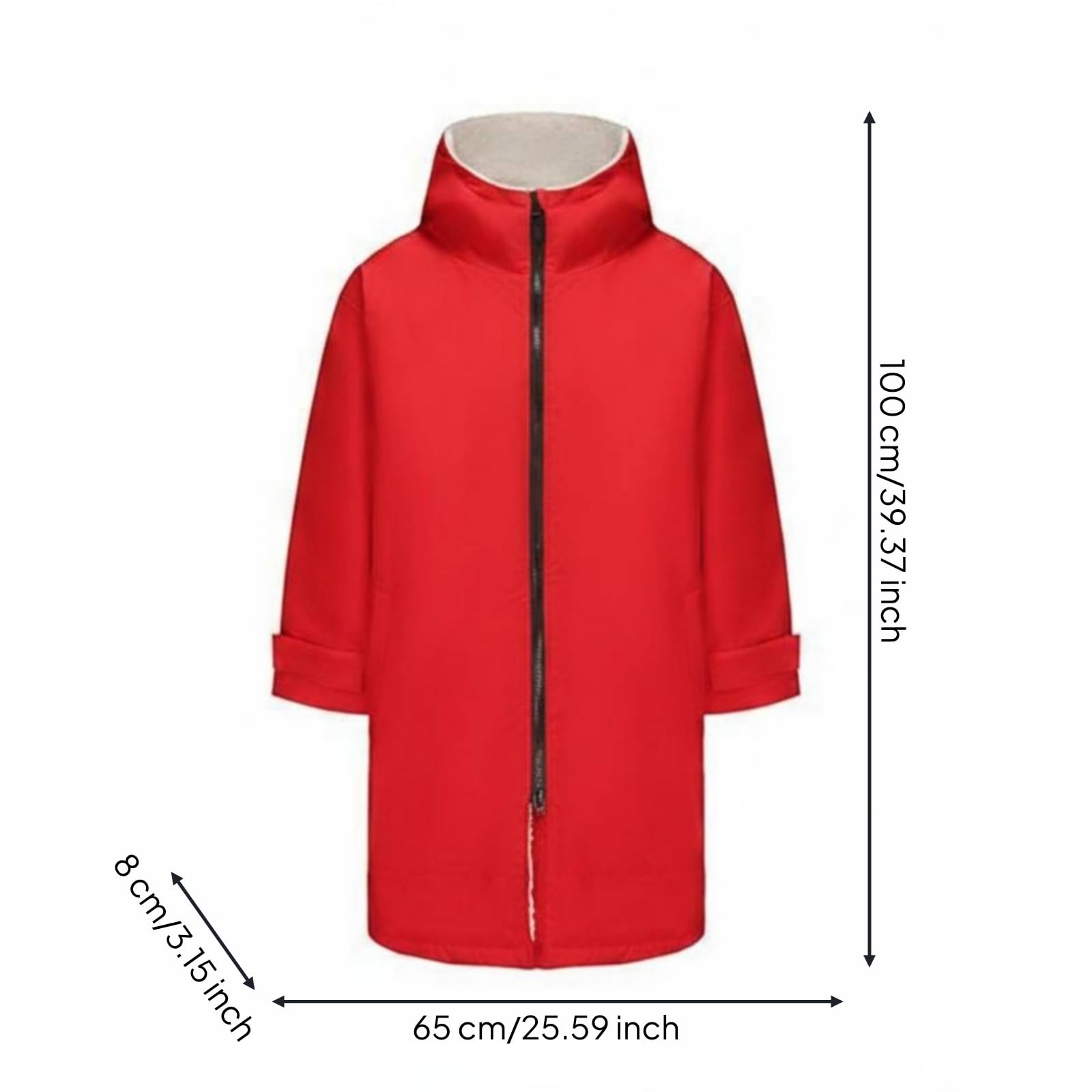 Capa de Surf para Niños Cambiadora con Capucha Abrigo Cortaviento Albornoz Toalla Poncho Interior Afelpado Transpirable y Bolsillos Laterales, Rojo Y Blanco Roto, Numeric_13, Regular