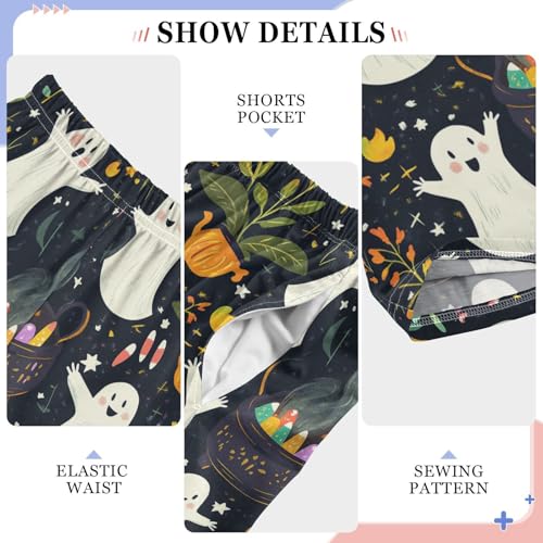 Boys' Pants Halloween Ghosts Colorful Leave Long Bottoms Jogger Pants Elastic Waist Trousers with Pockets S-XL4