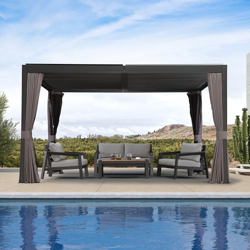 PURPLE LEAF Alu Pergola 3 x 4 m mit Lamellendach Lamellenpergola...