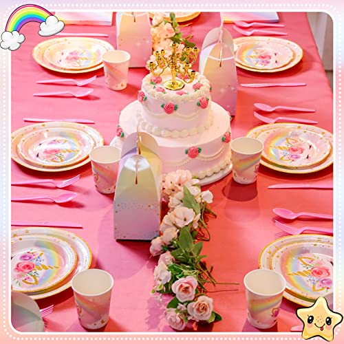 Meanplan 168 Pcs Princess Party Unicorn Style Plates Cups Napkins - image 3