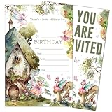 SIXEIGHT Fairy First Birthday Party Invitations, Garden Fairy Themed, 20 Fill-in Style Birthday Party Invitations with Envelopes for Girls Boys, Birthday Party Favor & Decoration (4'x6')-B25
