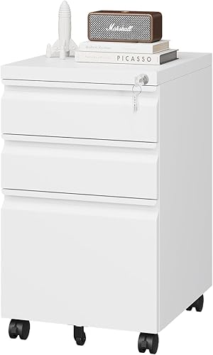 Miniatura 44 de Archivador de 2 cajones con cerradura, archivador de metal debajo del escritorio para tamaño carta/legal/A4, gabinete móvil de oficina en casa