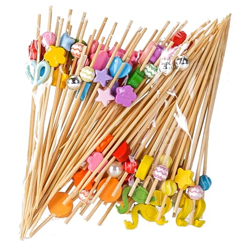 xutong 200 Piezas Palillos de Coctel,12 cm Palillos Decorativos para Aperitivos, Brochetas de Bambú para Frutas de Cóctel Adecuado para La Decoración de Alimentos y Bebidas