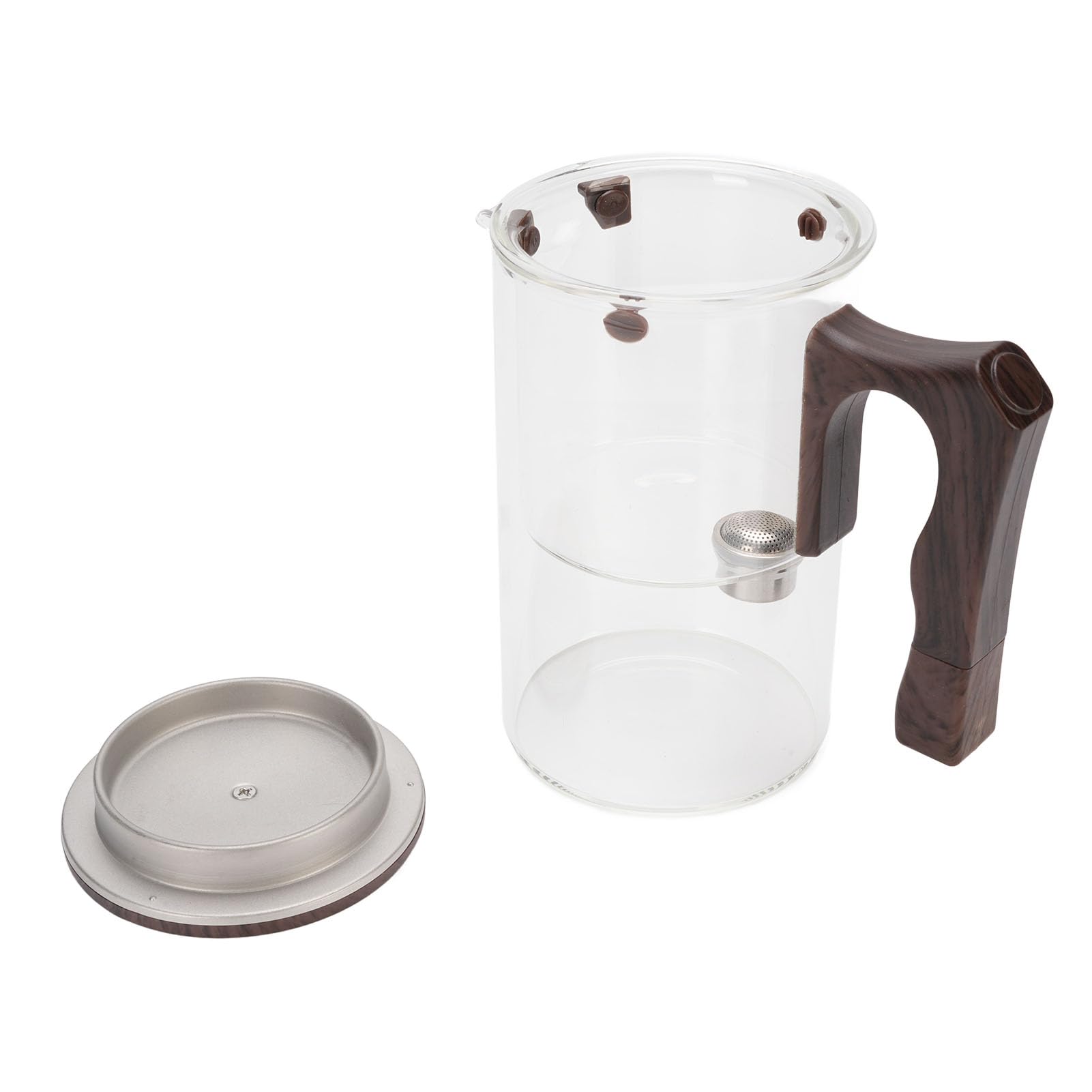 SEAFRONT Glas-Teekanne mit Sieb, Hitzebeständiger Glas-Teebereiter mit Edelstahl-Teesieb, Herausnehmbare Innenauskleidung, Holzgriff, Feine Filterung für Losen Tee, Zuhause und Büro (Transparent 750