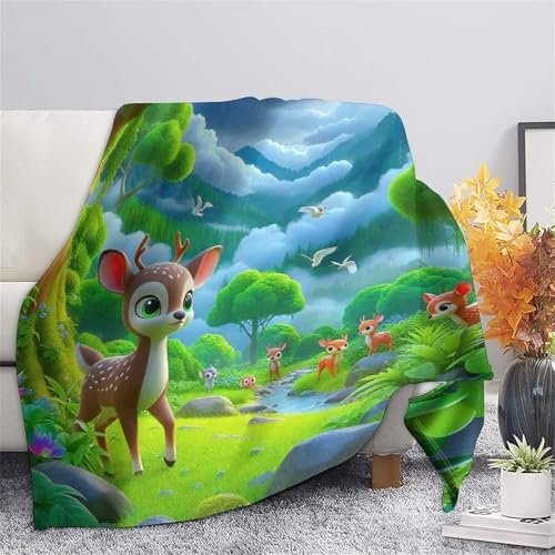 Couverture en peluche cerf plaid microfibre lit 150x200