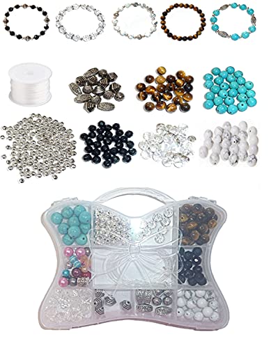Kit de abalorios y cordón elástico para fabricación de joyas de moda