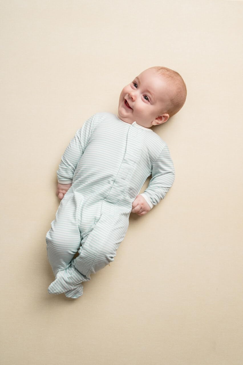Soft Magnetic Baby Boys Girls Footie Pajamas, Magnetic Closure, One Piece with Mitten Cuffs - Image 2