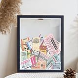 Travel Shadow Box,Wine Cork Shadow Box,Shell Display Frame,Display Cases with Slot on Top Shadow Box ,Showcase Bottle Caps, Tickets, Airline -Tickets, Ticket stubs, Shells,Coins, (10.5 x 8.5 in).