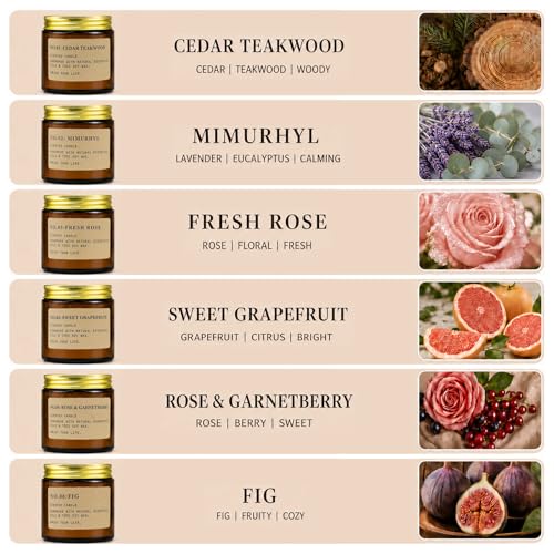 6 Pack Candles for Home Scented Aromatherapy Candle Gift Set for Women Soy Wax Long Lasting Amber Jar Candles Gift for Birthday Mother's Thanksgiving Day Present - Image 4